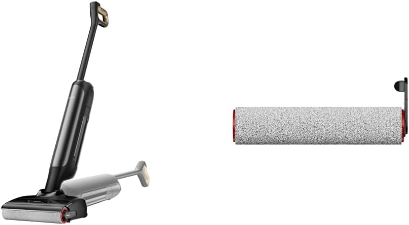 MOVA aspirateur eau et poussière, Noir, Aspirateur laveur sans fil avec lavage à l'eau chaude Avec brosse rotative