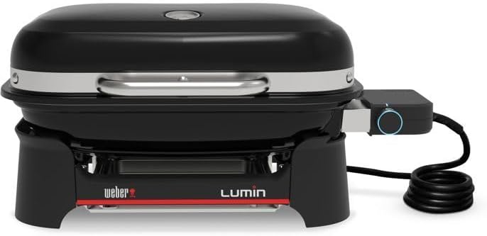 Weber Grills électriques d'extérieur, 43 × 32 cm, Noir, Lumin Compact Barbecue électrique Portable/Compact