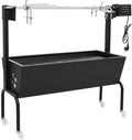 Homgoday barbecue à charbon, 113 x 40 x 92 cm (l x P x H), 15 W, acier inoxydable, acier enduit de poudre, noir, argenté