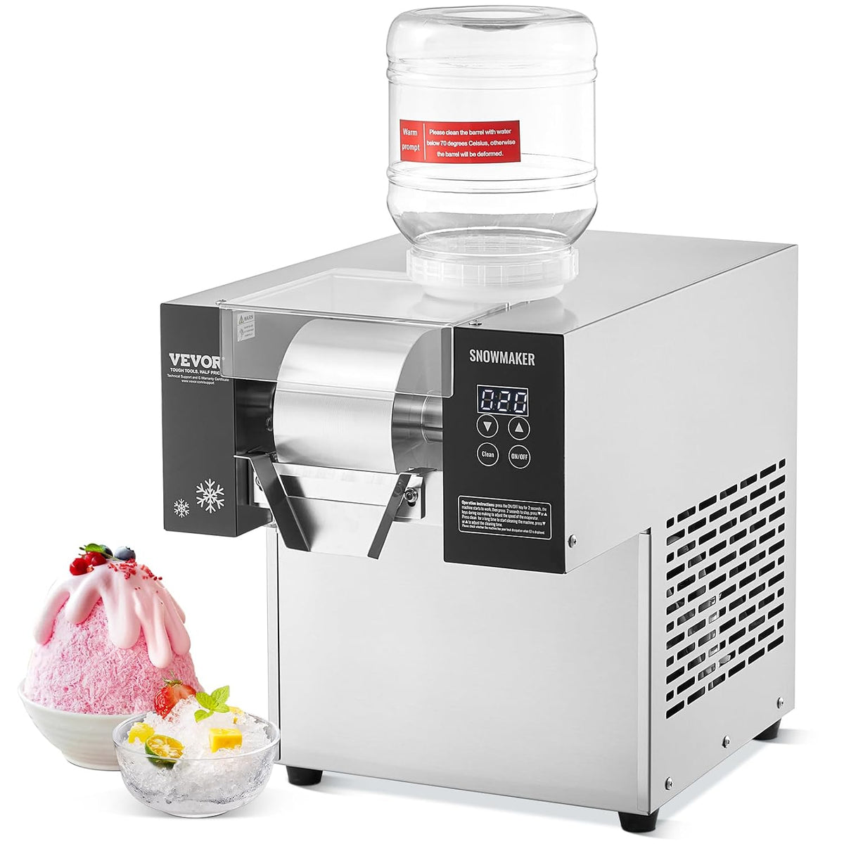 VEVOR sorbetière, 125 kg, Argenté, Machine à Glace Râpée de Neige Commerciale, Machine à Râper la Glace /24H