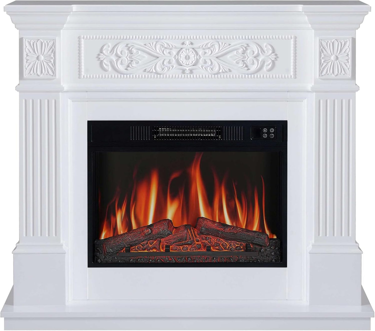 ArtiFlame cheminée électrique, Blanc, sur pied TOSCANA AF23S LED, 12 modes chauffage, minuterie, effet flamme réel