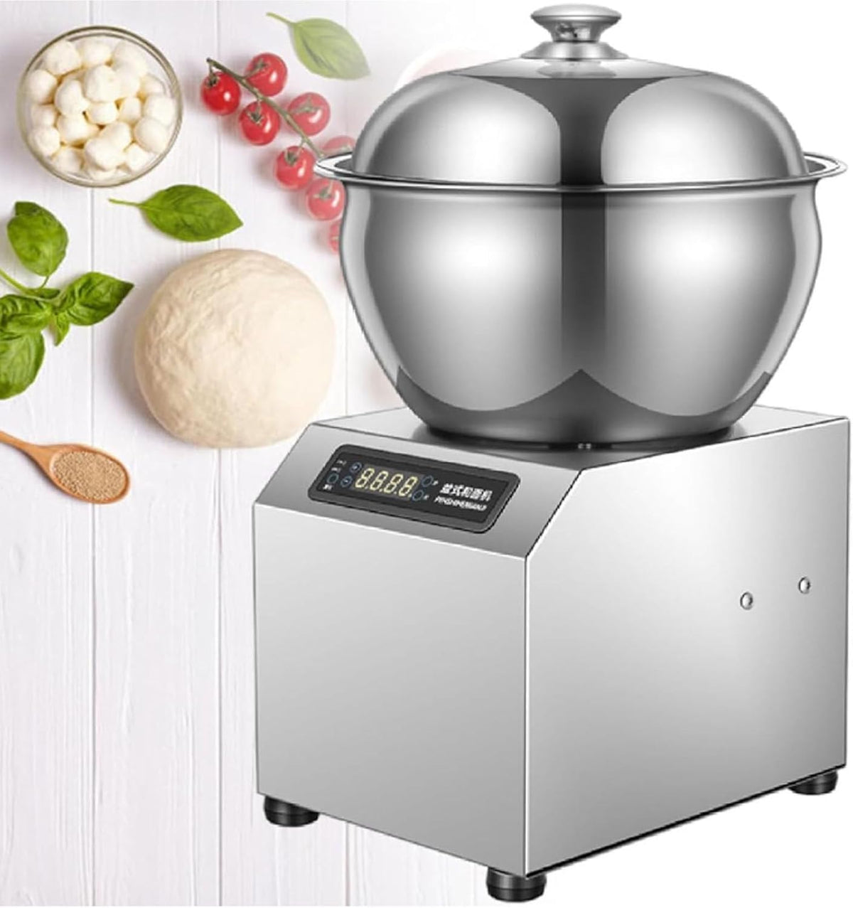 Cashwise Batteurs sur socle, 5 kg, 8 kg, 1800 W, 2200 W, 5KG, Argenté/Transparent, Couvercle Transparent et minuterie
