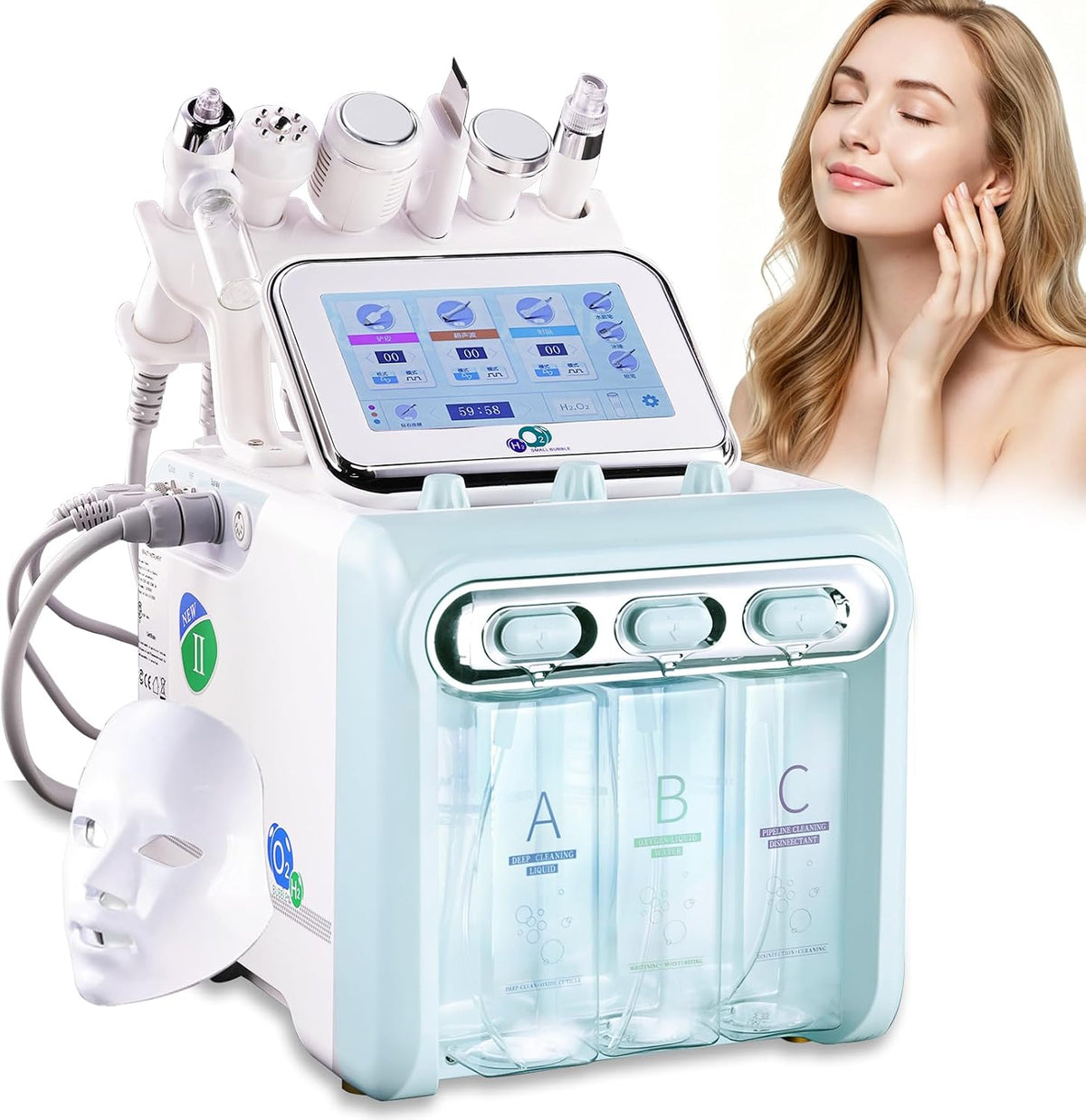 XFK Appareils de nettoyage et brosses, Noir, Appareil de Nettoyage du Visage par Aspiration de Microbulles 7 en 1