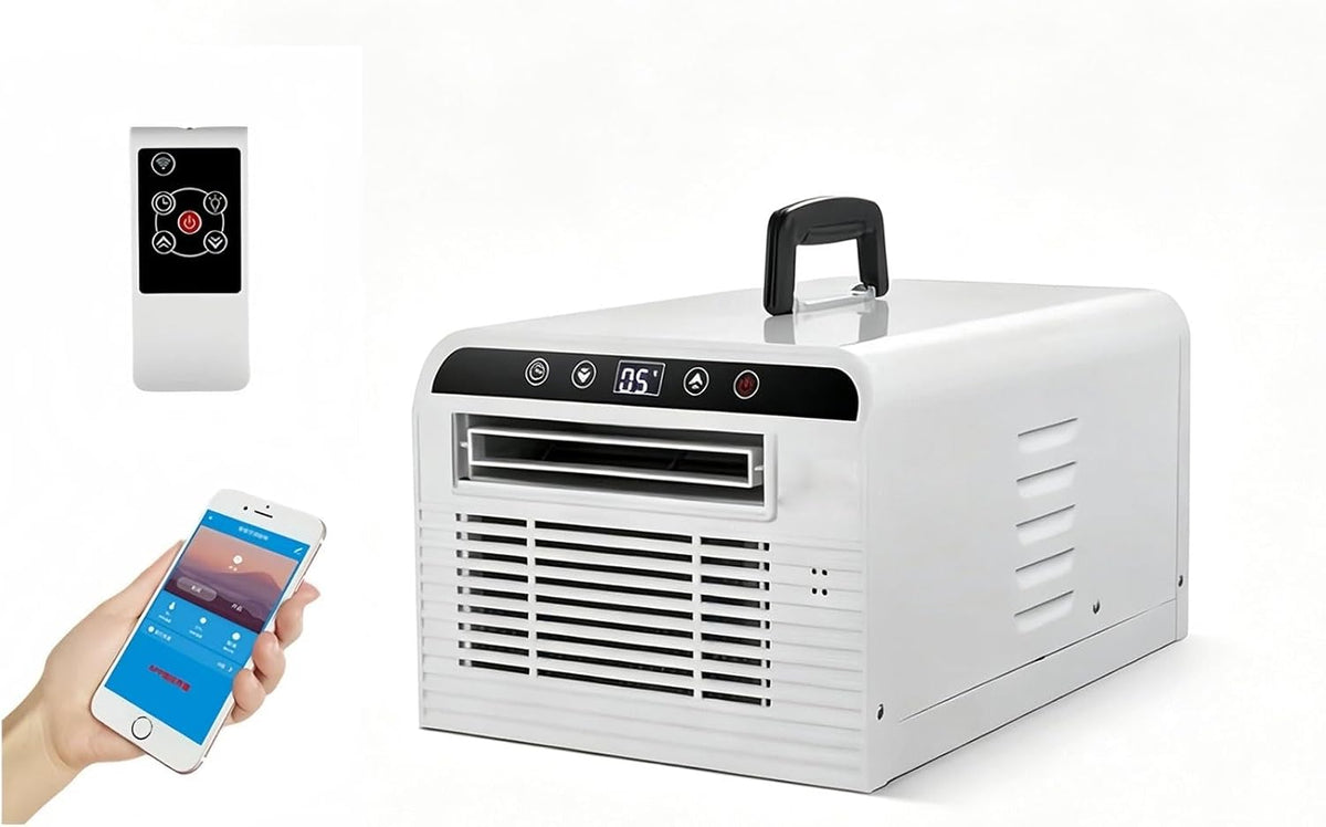 1100 W/2500 BTU climatiseur portable, 420 x 285 x 230 mm, 1100 W, 2500 BTU, Blanc, Climatiseur Mobile Chambre Aucune Vidange Nécessaire WiFi