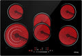 IsEasy table de cuisson, 8600 W, 77 cm, Noir, Plaque Vitrocéramique 5 Feux Encastrable, Plaque de Cuisson Vitroéramique 5 Feux
