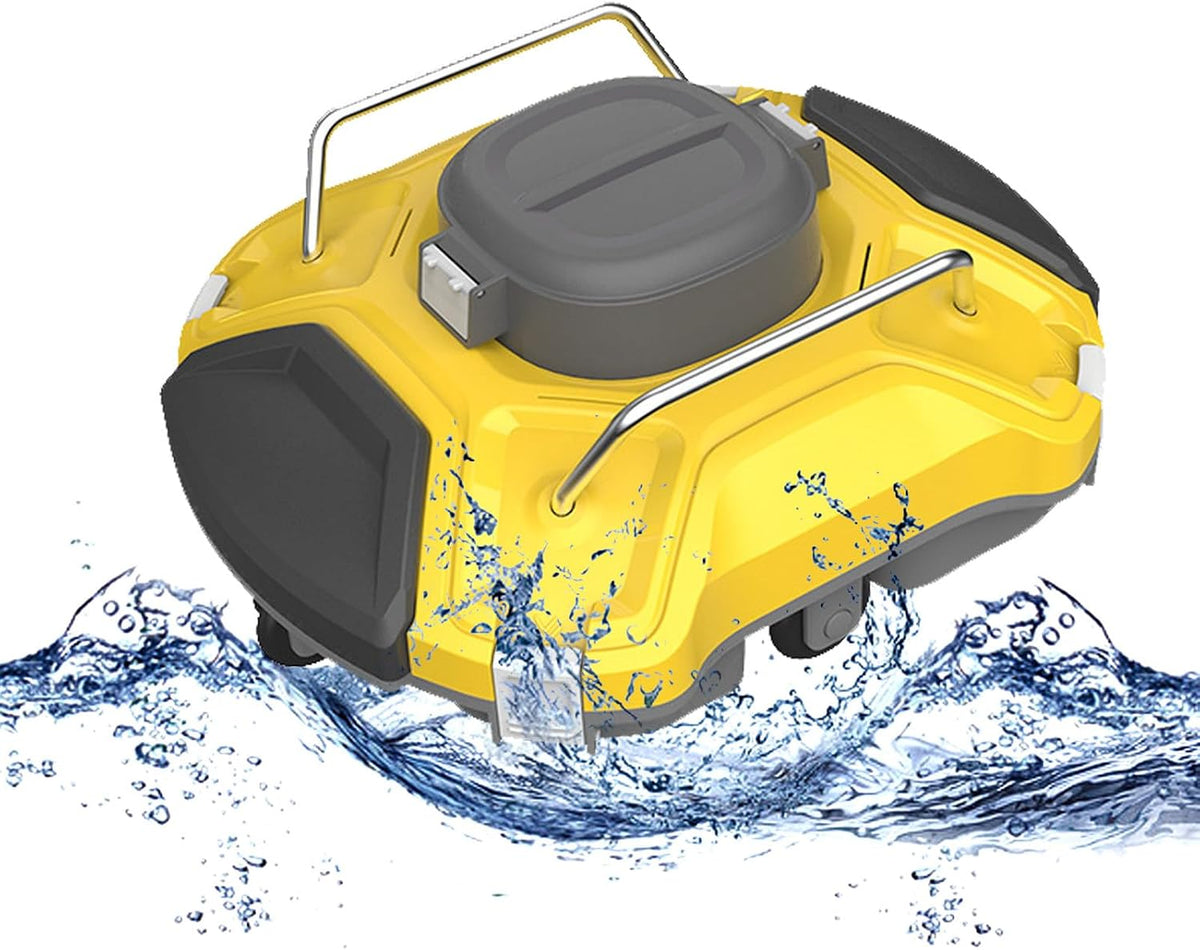 Aredwhiterui Systèmes de nettoyage automatique, 36,7 × 31 × 16,6 cm, 30 W, Jaune, Robot Nettoyeur De Piscine Sans Fil