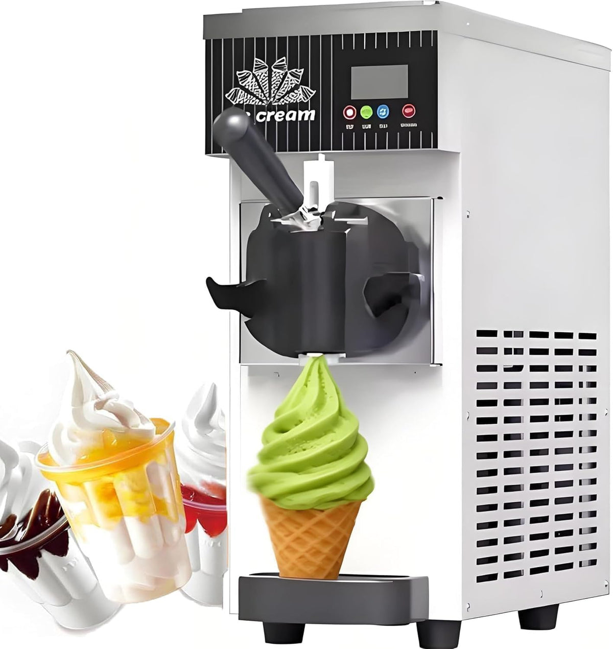 WEIZIIA sorbetière, 200 x 400 x 510 mm, 5 l, 450 W, Acier inoxydable, Noir, Machine à Glace Mono-Parfum, Professionnelle