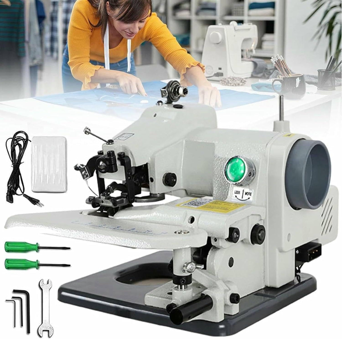 ZXSYYDS machine à coudre, 395 x 355 x 330 mm, 1200 TR/Min, 8 mm, Gris, Point Invisible Portable, Point Invisible sans Couture