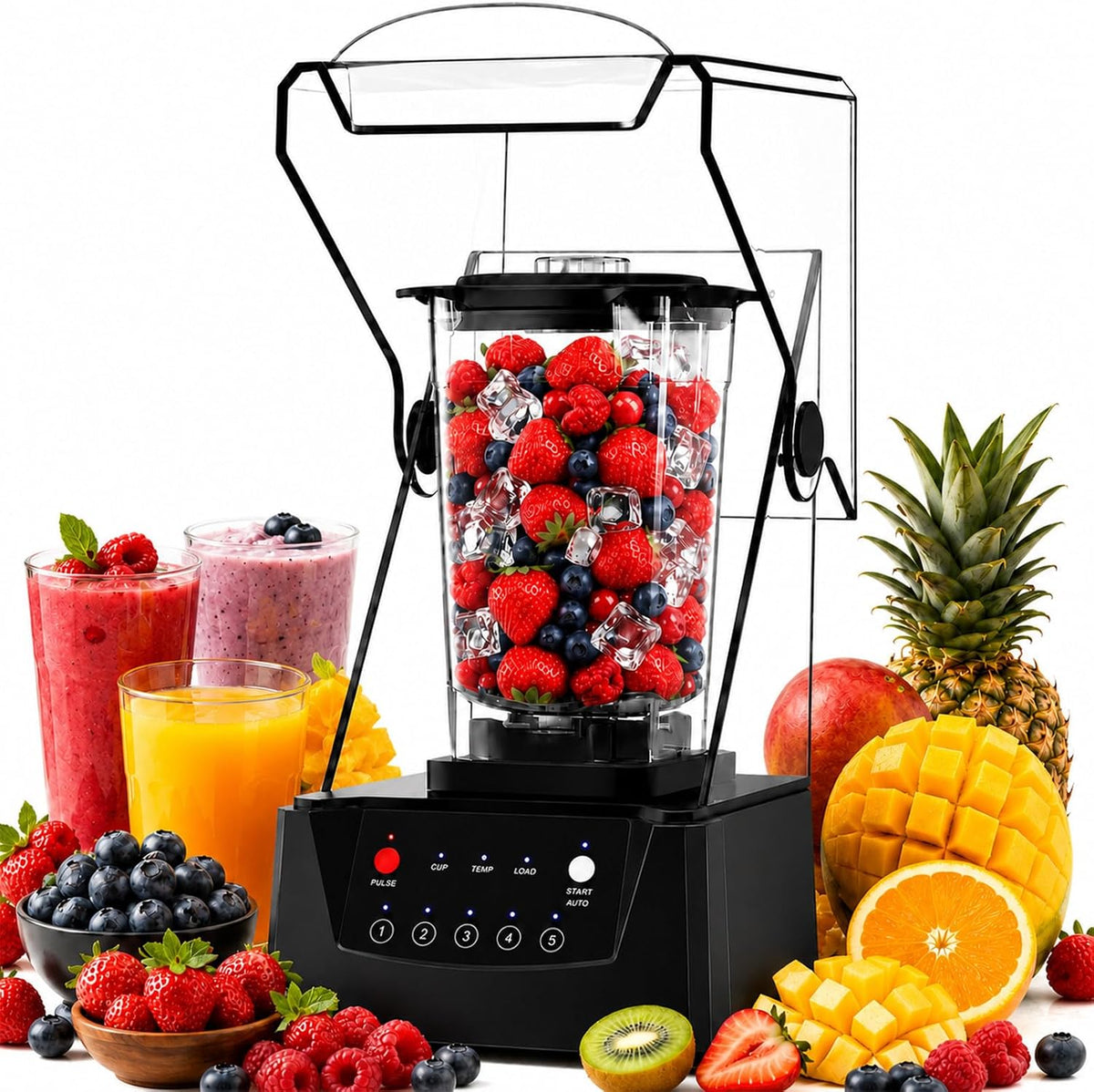 SHUMIAO blender, 2200 W, 000 TR/Min, Noir, Professionnel Silencieux, Bol 70 Oz, Mixez fruits et glace avec ce smoothie