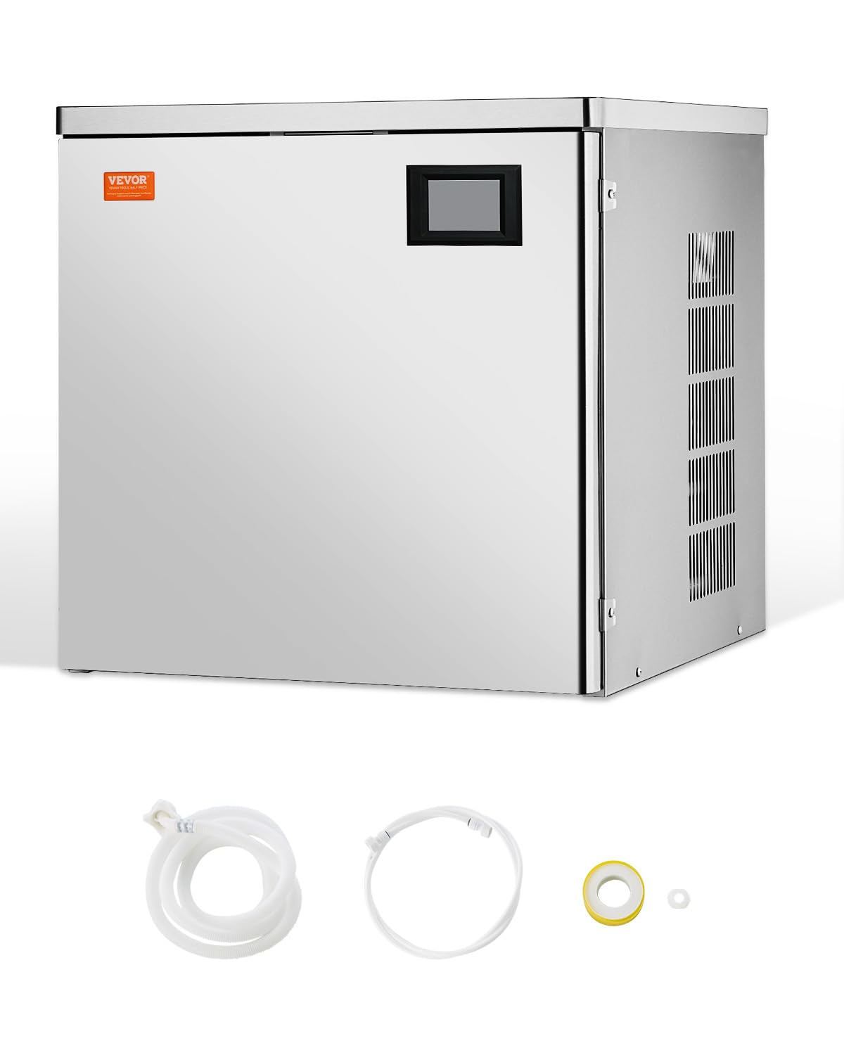 VEVOR machine à glaçons, 565 x 560 x 555 mm, 204 kg, Argenté, avec Capacité /24 h, Tête Uniquement, Autonettoyante et Programmée