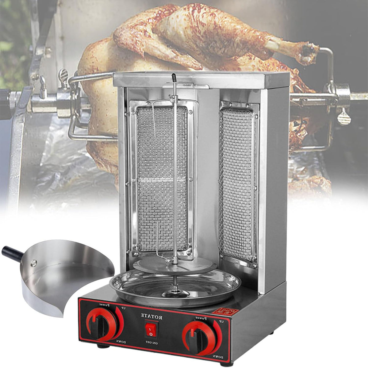 Beachtiful rôtissoire, Double, 80 W, 220 V/110 V, Acier inoxydable, Noir, Machine de Poulet Fait Maison, Comptoir