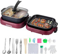 WEIJICUI Grills électriques, TKM-P10, 27,6 x 11,4 x 10 pouces / 70 x 29 x 25,5 cm, 1300 W (Hot Pot) + 800 W (BBQ Grill), 2000 W, Gris