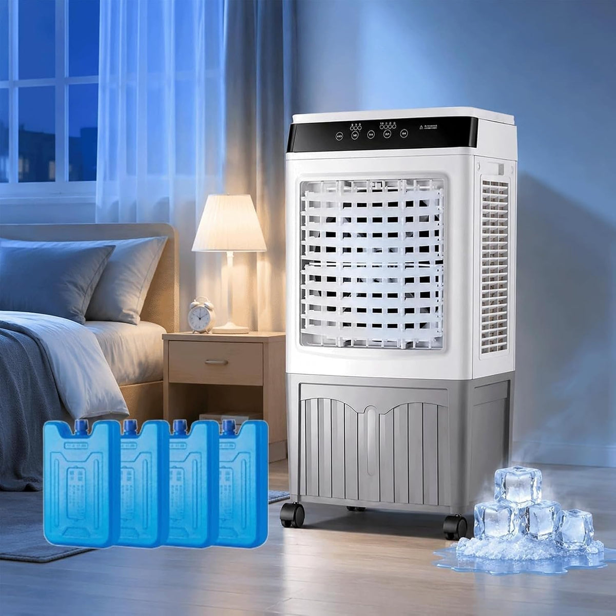 climatiseur portable LCAIHONG, 45 à 65 dB, Blanc, Télécommande, Minuteur de 7