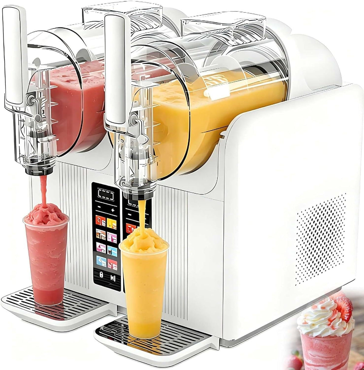 XUXIAO sorbetière, Blanc, Machine à Granita Et 2 en 1, Double Réservoir White, 7 Programmes Prédéfinis, Margaritas