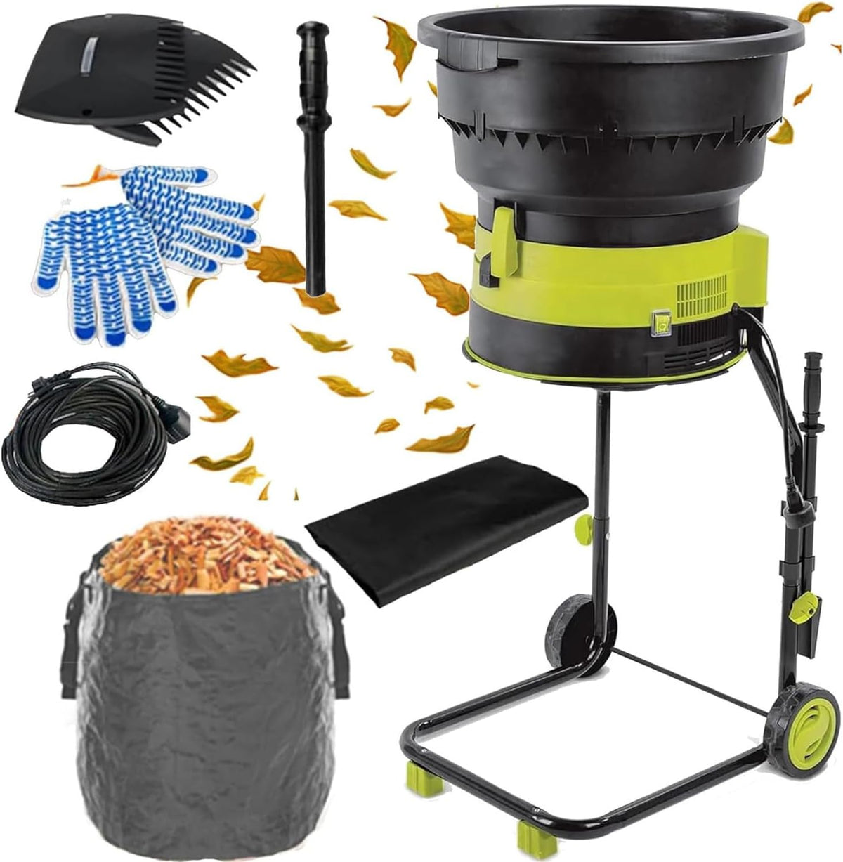 BEESOM broyeur, 208 L/min, 2 500 W, 000 TR/Min, Gris, Feuilles électrique, Jardin Portable, Et Feuilles sans Lame électrique