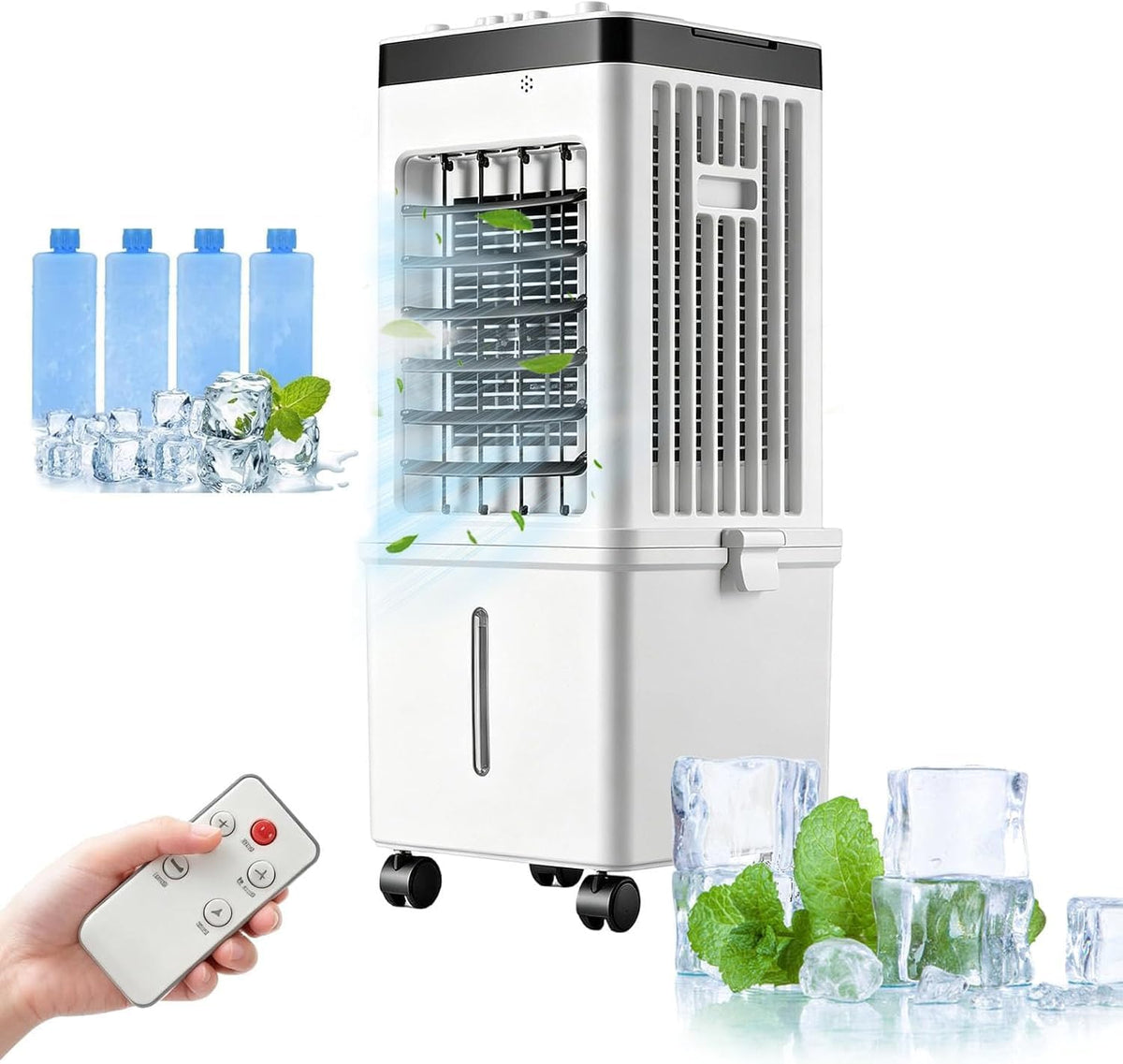 bureau Sbyhbhyds, 15 L, Blanc, Climatiseurs portable avec réservoir d'eau amovible, Unité refroidissement ventilateur AC 3 vitesses