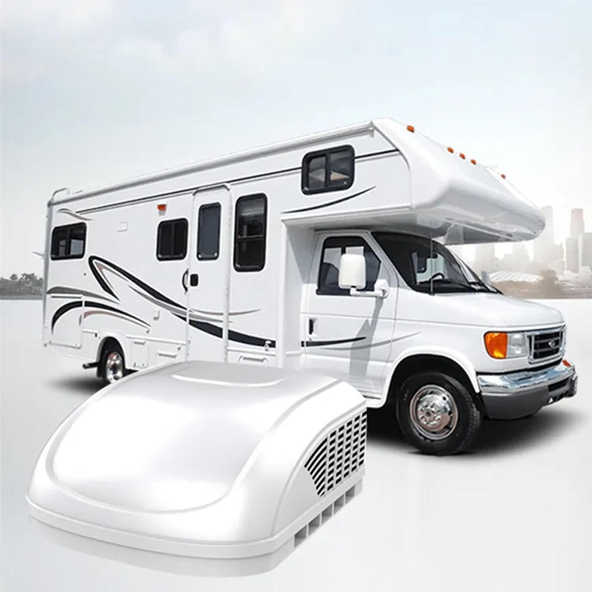 PRUJOY onduleur, 740*690*320 mm, 1668, 115 V/220 V., 110 V, 220 V, Blanc, Climatiseur de Toit pour Camping-Car