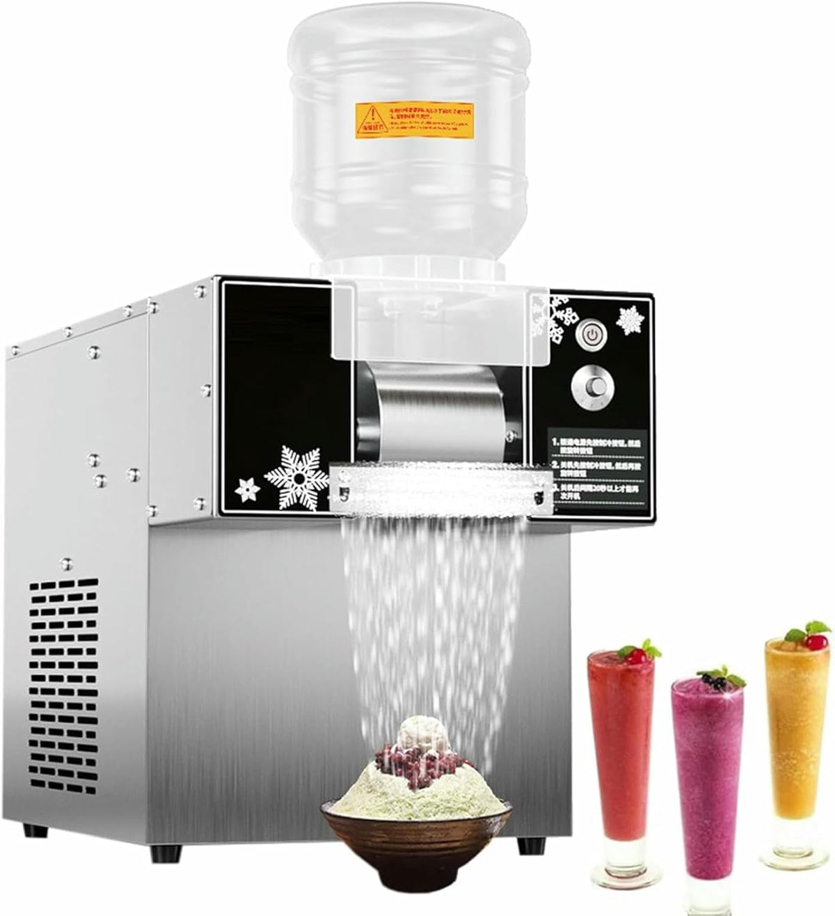 QUSYZD machine à glaçons, Noir, 132 lb/24 h, comptoir, broyeur à Glace, Machine à Neige électrique pour Snack-Bar