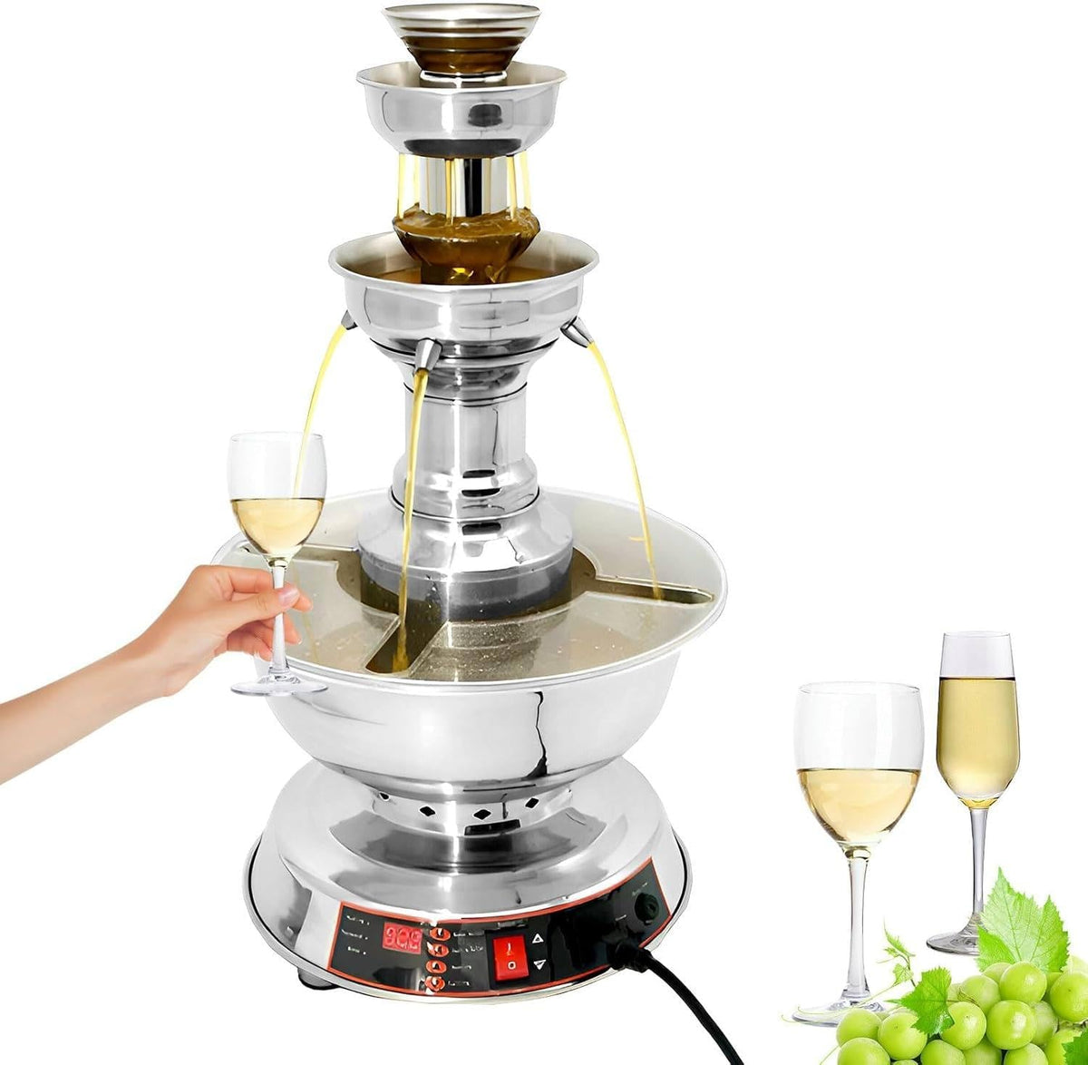 RoyceBee Grands récipients pour boissons, 3,5 L, 3.5 L, Acier inoxydable 304, Marron, Thermostat 0-100°C, - Idéale pour Réceptions