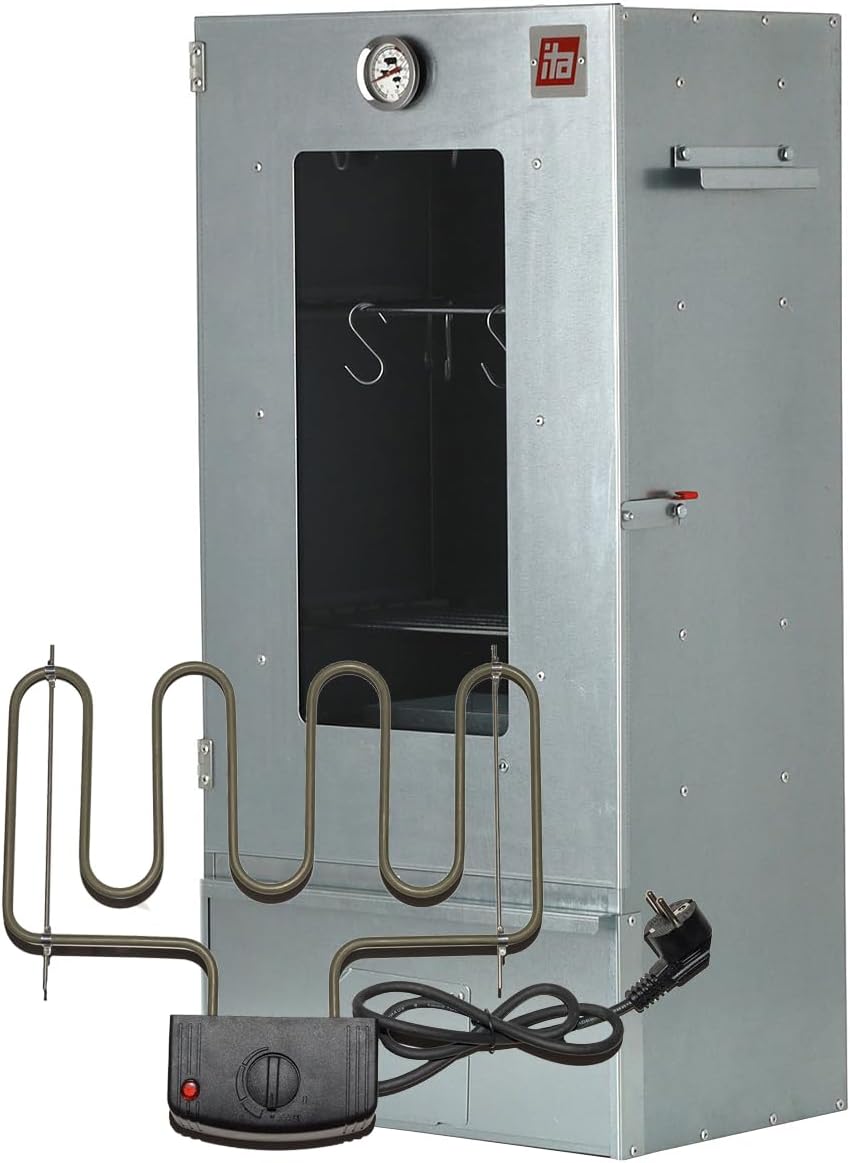 ITA fumoir, 81x28x40 cm, Noir/Argenté, Anticorrosif, Durable - Cabinet de fumage pour viande