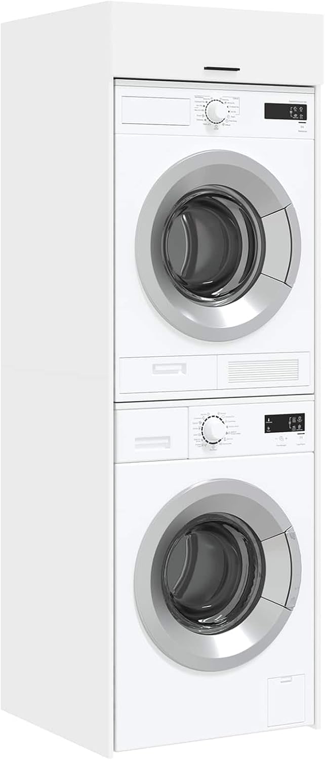 Tomostar lave-linge, 67,5x68x200 cm, Bois d'ingénierie, Blanc, Armoire pour Machine à Laver et Sèche-Linge