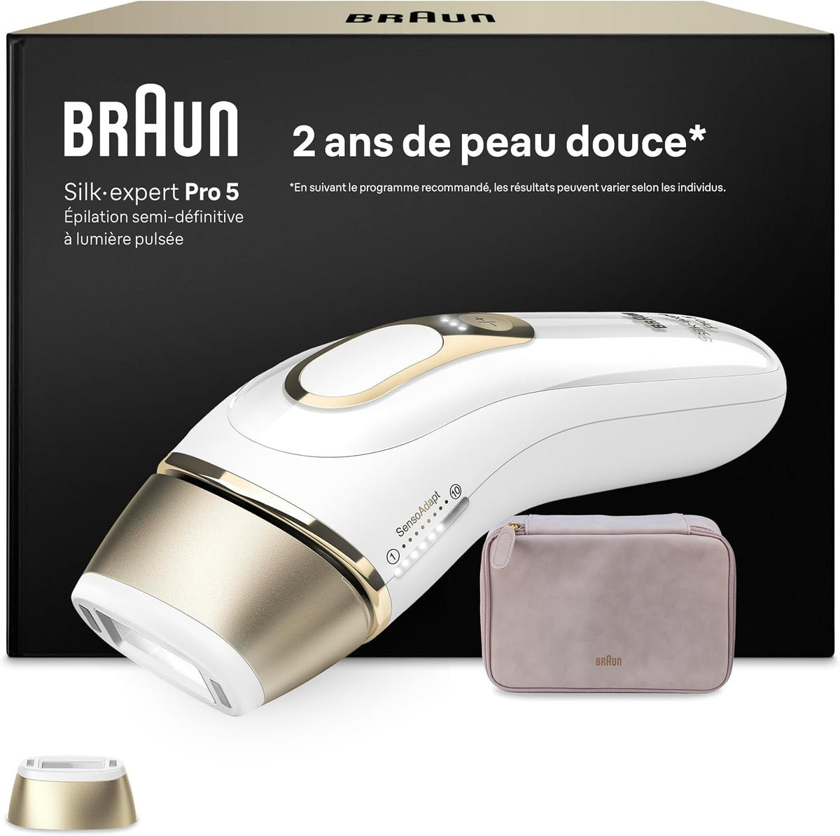 Braun épilateur à lumière pulsée, Marron/Blanc, Epilateur Lumiere Pulsee Silk·expert Pro 5 PL5100, Blanc et Or