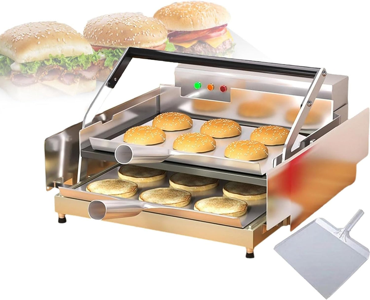 QYOEGSQ Fours grille-pain, 800/2000 W, 2000 W, Noir, Grille-pain automatique double couche hamburgers, minuterie 0~3 mins