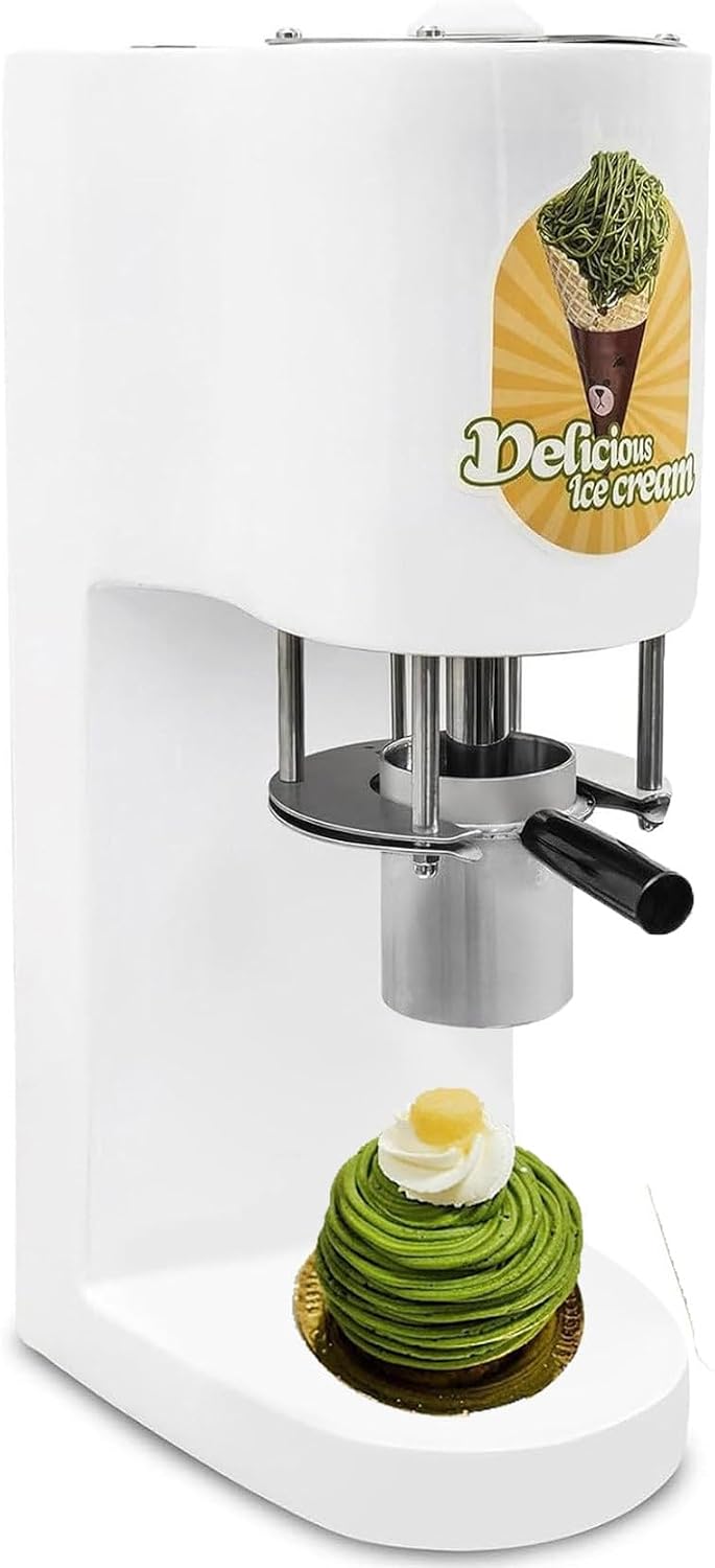 ZHIXUMM sorbetière, 80 W, 220 V/50 HZ, 110 V/60 HZ, acier inoxydable + plastique ABS, Argenté/Blanc, Professionnelle Pour Spaghettis