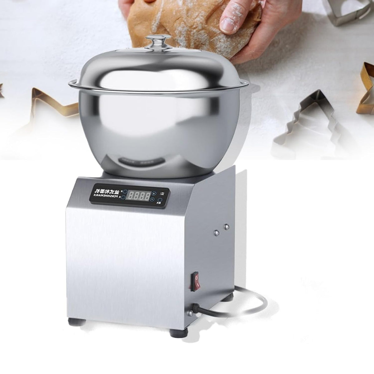 Lissontine Presses à pâte, 2 200 W, 110 V / 230 V, 8 kg, Argenté, Pétrin électrique, Batteur Lourd, Double Rotation