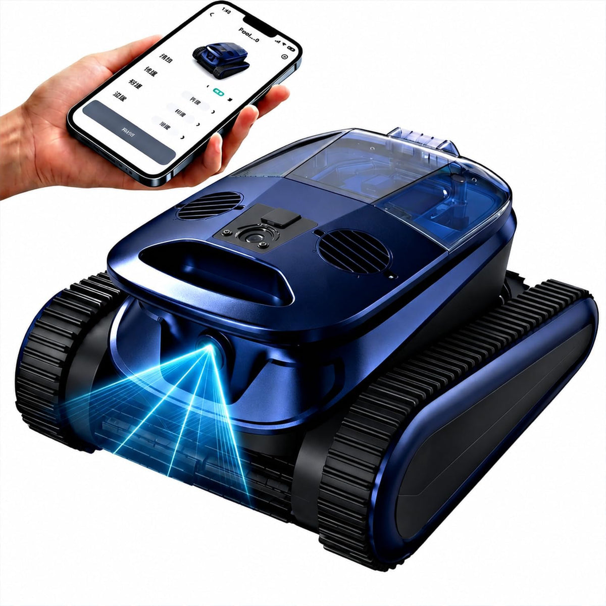 CKSlalala robot aspirateur, plastique., Noir, Robot nettoyeur de piscine sans fil, automatique pour piscines creusées et hors sol