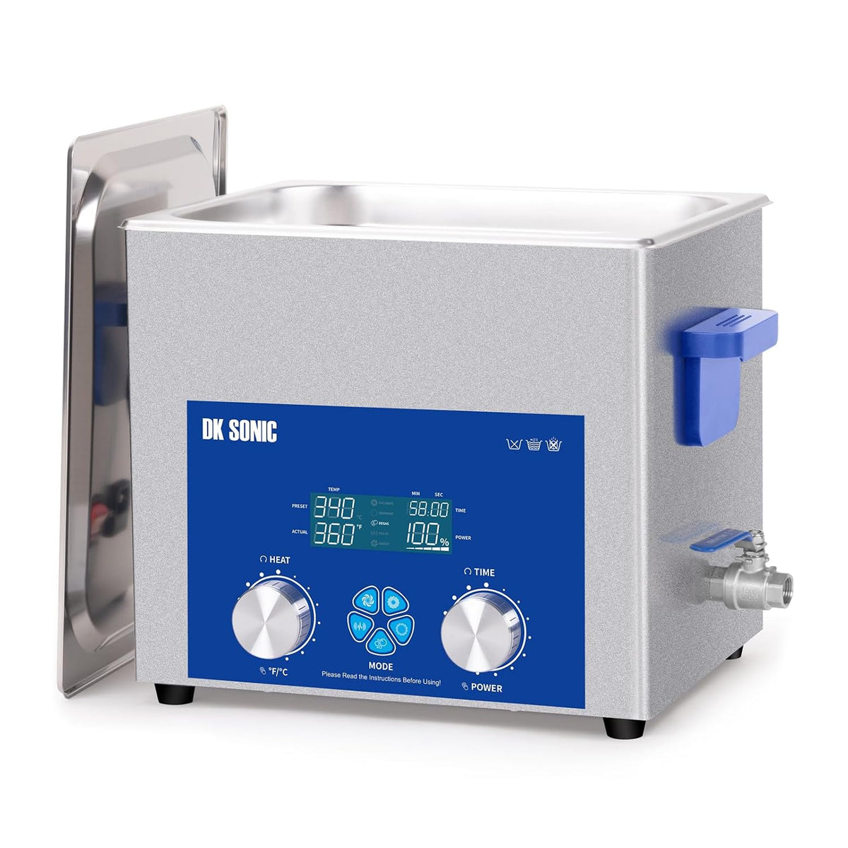 DK SONIC épilateur à lumière pulsée, 10 L, 240 W, Noir, Nettoyeur à Ultrasons, Nettoyeur à Ultrasons Commercial avec Minuterie Mécanique Intelligente
