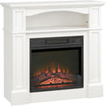 HOMCOM cheminée électrique, 80,5 x 32,3 x 80,5 cm, 1800 W, Blanc, Effet Flammes LED, Luminosité Réglable, Télécommande
