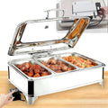 VFDZ Chauffe-plats, 9 L, Argenté/Transparent, Chafing Dish Buffet Electrique, Température Réglable(1/3 Pan)