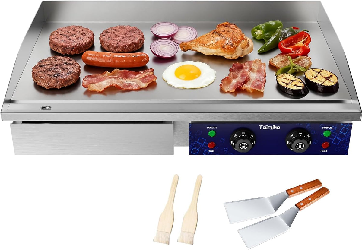 table de cuisson TAIMIKO, 4400 W, 73 cm, Argenté, Plaque de cuisson électrique pour extérieur, en acier inoxydable