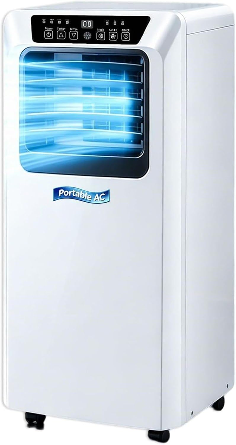 climatiseur portable Faozhuo, 7000 BTU, 20 M, 9000 BTU, Blanc, 5000/ Silencieux avec Dégivrage, Affichage Numérique et Minuterie 24H