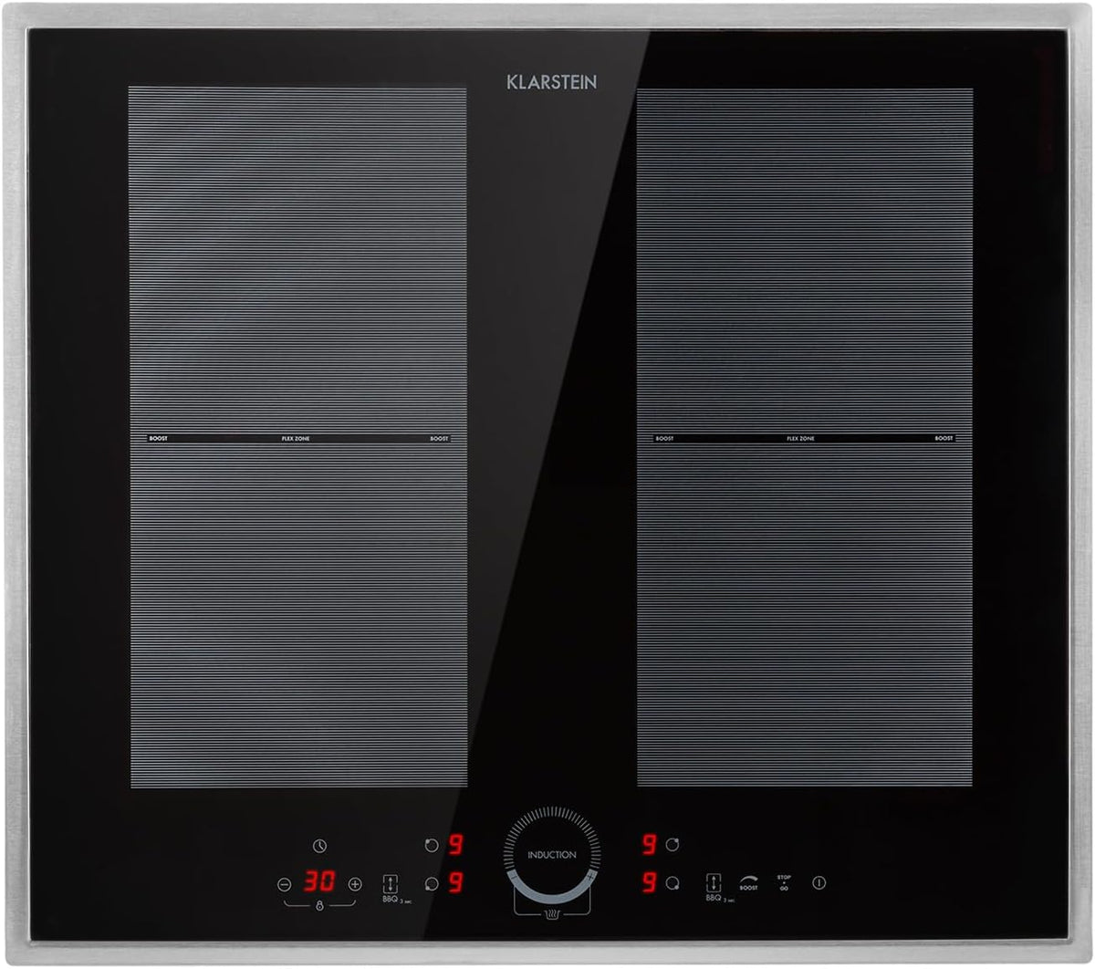 KLARSTEIN table de cuisson, 7000 W, Noir, Plaque Induction, Plaque de Cuisson Electrique à Induction, Encastrées 4 Feux