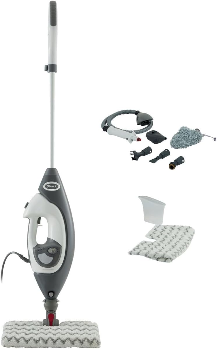 Shark Balais vapeur, Transparent, Floor & Handheld Steam Cleaner Balai vapeur 2 réglages S6005EU, sols durs avec Klik n' Flip