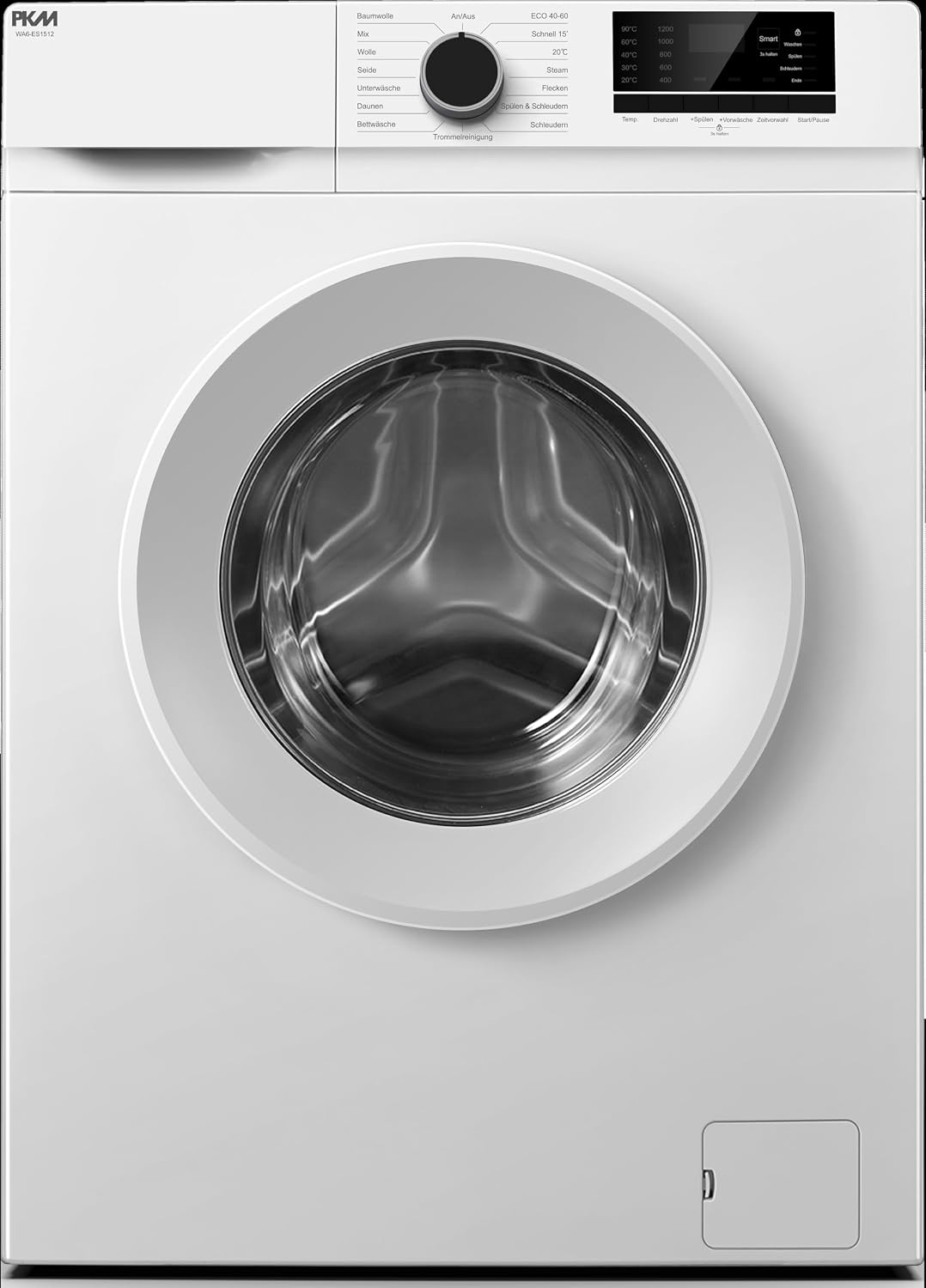 PKM lave-linge, 6 kg, 1200 tr/min, 60 cm, Noir, WA6-ES1512 Machine à laver, chargement frontal, Départ différé
