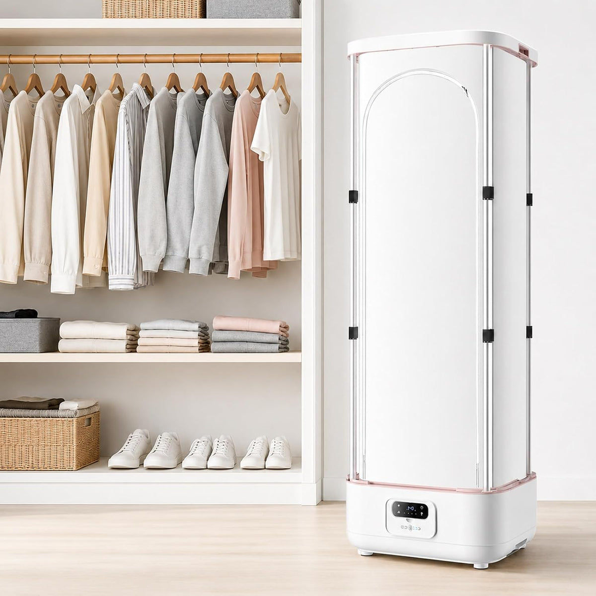 armoire MASTLOUFUL, 900 W, Blanc, Sèche-Linge Portable, Vapeur Pliable avec Télécommande pour Appartement et Studio sans Balcon