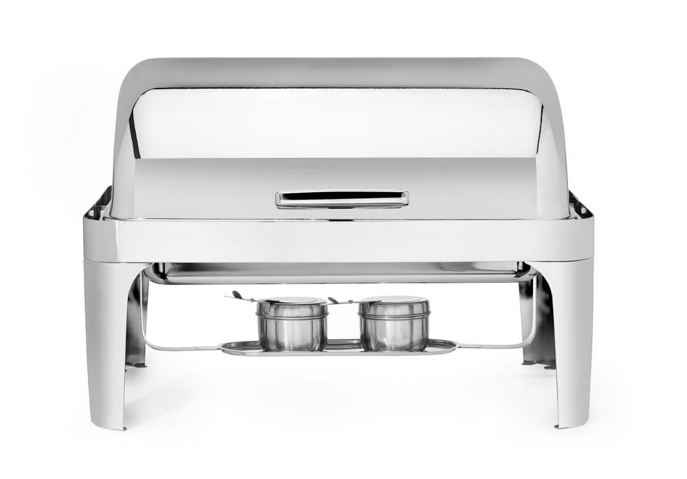 HENDI Chauffe-plats, 9 L, 660x490, 460 mm, Argenté, de Buffet (Chafing Dish) avec Couvercle Rolltop 180°, Bain-Marie Professionnel GN 1/1