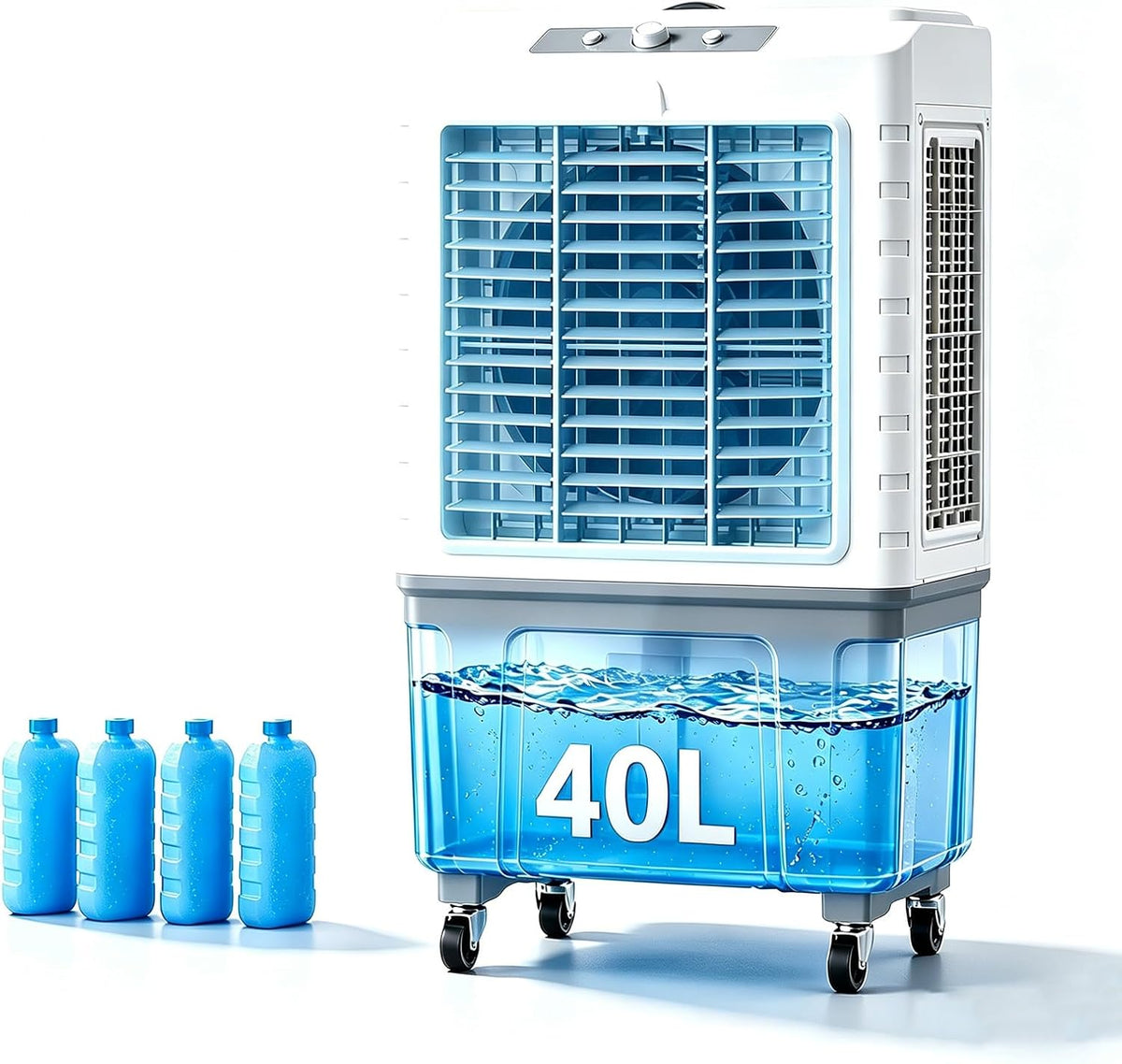 ZDMZR fontaine à eau, Blanc, Refroidisseur D'Air Portable avec Roues, 3 Vitesses, Climatiseur évaporatif, Rafraîchisseur D'Air