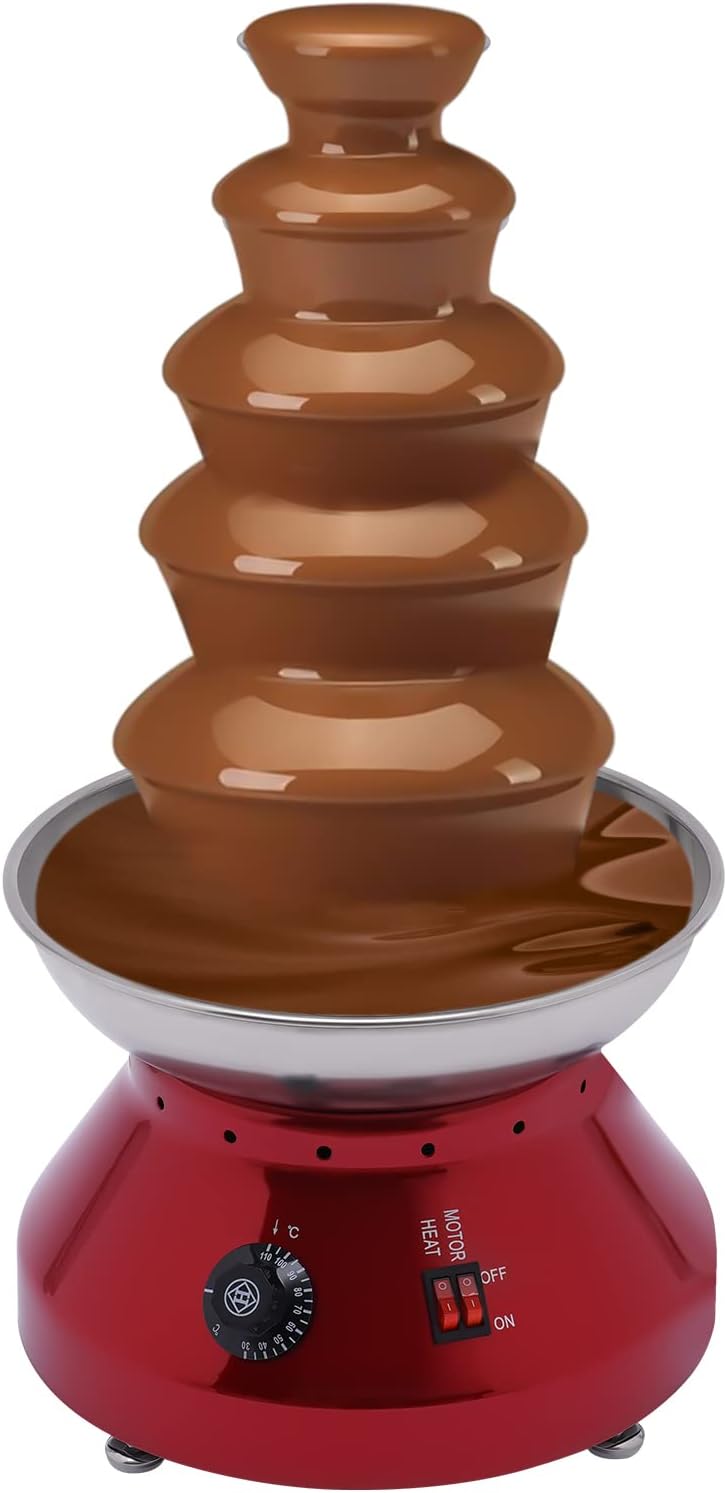 PromiseFly Fontaines et fondues chocolat, ET-CF-51, 33 x 33 x 61,3 cm., 230 W., 220 V / 50 Hz., 3000 ml, acier inoxydable de qualité alimentaire, PP