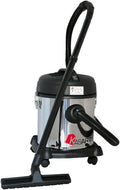 La zappa aspirateur eau et poussière, 20 Litres, 1200 W, Argenté, Bidon Kasart Aspirateur Aspire Liquides et Solides en Acier Inoxydable