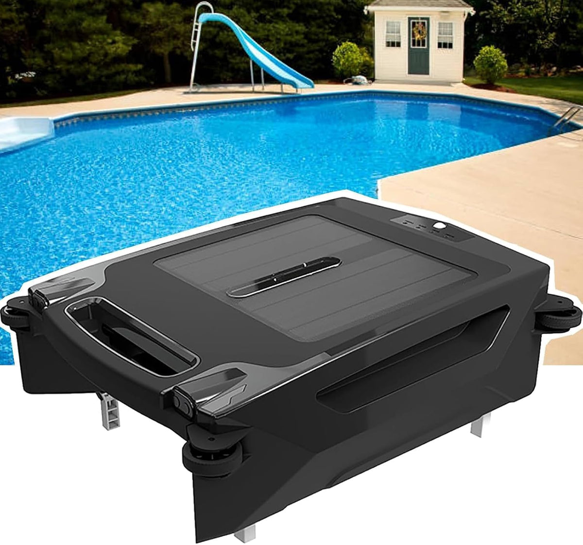 Robot Systèmes de nettoyage automatique, Noir, nettoyeur de piscine à énergie solaire, double options de charge