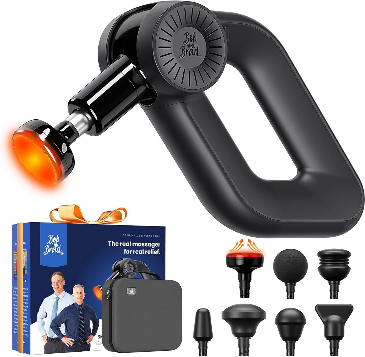 BOB AND BRAD appareil de massage, 16 mm, Noir, D6 Pro Plus Pistolet de Massage avec Chaleur & Amplitude