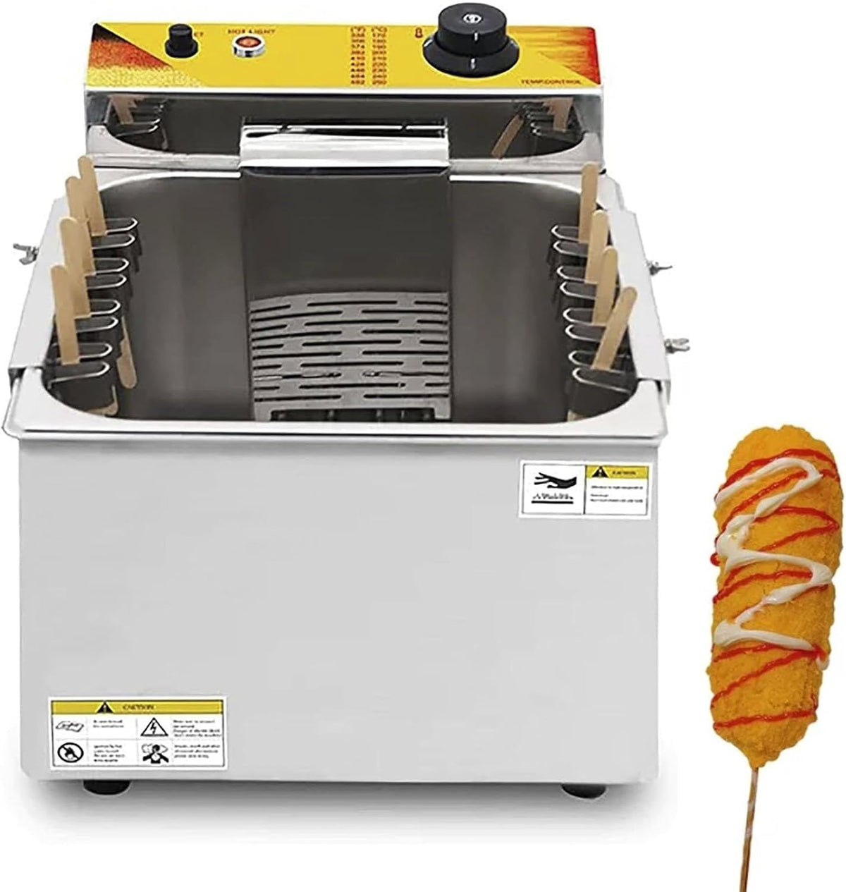 RSQQL Friteuses, 445*330*300 mm, 1,9 kW, 110/220 V, 12 L, 900 W, Noir, Friteuse électrique Commerciale de for Hot-Dogs au Fromage et Corn Dogs