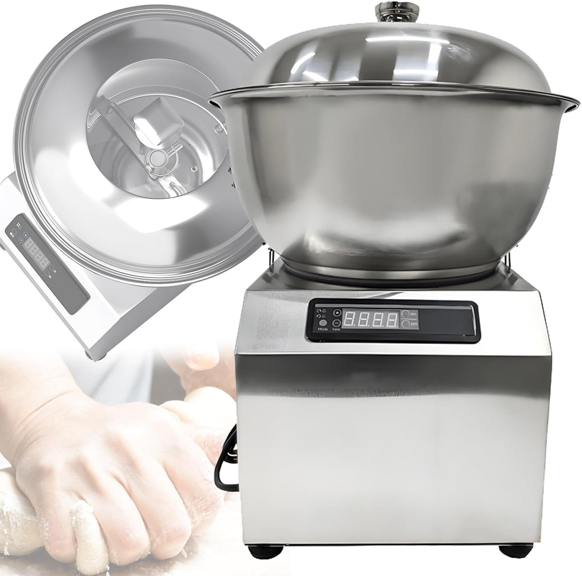 VFMVOYNZ Batteurs sur socle, 5 kg, 8 kg, 5 kg, Argenté, Pétrin électrique / avec minuterie 30 min, pétrin professionnel en acier inoxydable