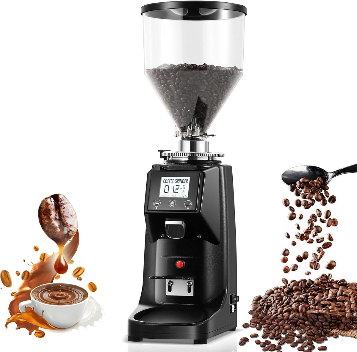 LYAYYDS broyeur, 500 ml, Noir, Moulin à café professionnel 1, à grains électrique à meules plates avec 19 réglages