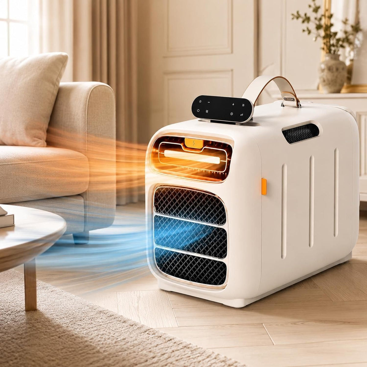Soflightmok climatiseur portable, environ 45 dB, 4700 BTU, 220 V, 10 m, Blanc, réversible pour chambre et camping