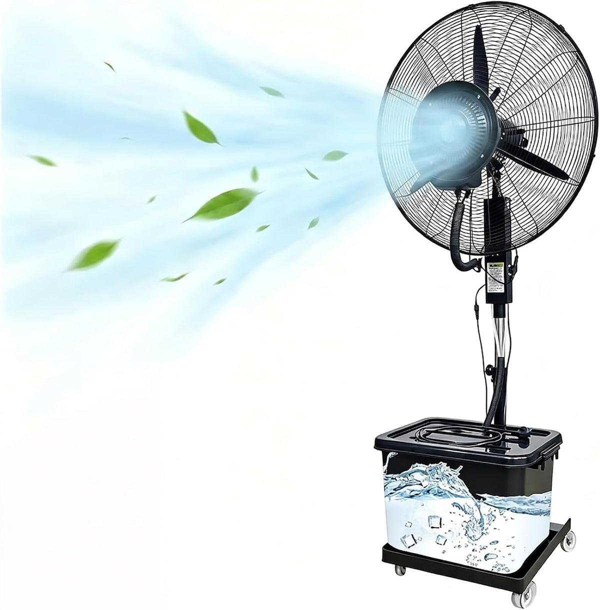 Meedlopia ventilateur sur pied, 42 L, Blanc, Grand Format Ventilateur Brumisateur Industriel Haute Vitesse